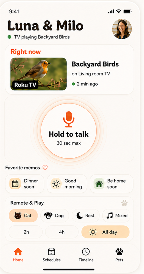 Home Soon app — hold to talk