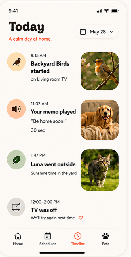 Home Soon app — a gentle day diary